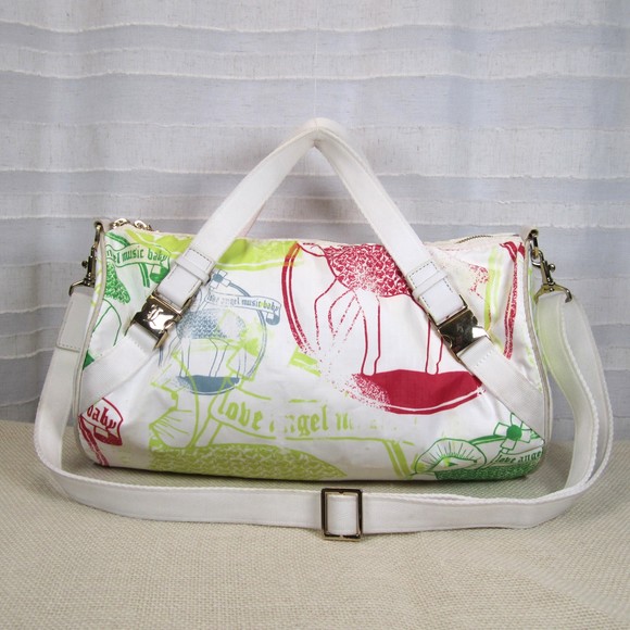 Very Rare L.A.M.B. LeSportsac Limited Edition Multi Icon Mega Barrel Bag w/Charm - Picture 2 of 16